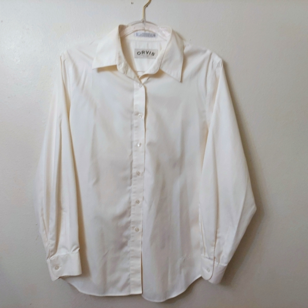 Orvis Button-down Top Ecru Size 12 Long Sleeves